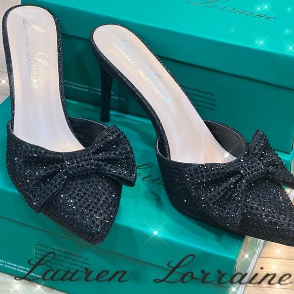 Lauren Lorraine “Lolly” Rhinestone Black Slip-On Dress Shoes NEW IN BOX! Size 11 - Picture 1 of 7